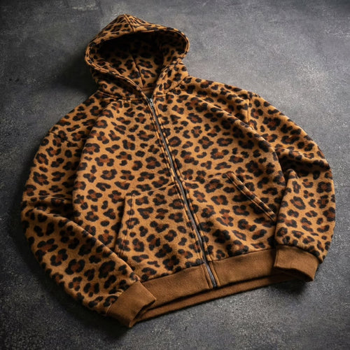 'Cheetah Union' - Fleece Zip-Up Hoodie