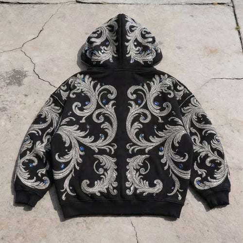 'Elegance' - Blue Gemstone Zip-Up Hoodie