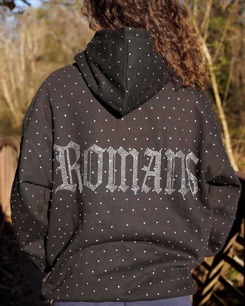 'ROMANS' - Rhinestone Zip Up Hoodie